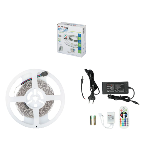 KIT BANDA LED V-TAC RGB CU TELECOMANDA IP65 5M