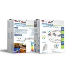 Kit de banda LED RGB V-TAC 2558, cu telecomanda, 10W/m, 1000 lm/m, lumina colorata, adaptor inlcus, IP20, 5m Kit de banda LED RGB V-TAC 2558, cu telecomanda, 10W/m, 1000 lm/m, lumina colorata, adaptor inlcus, IP20, 5m