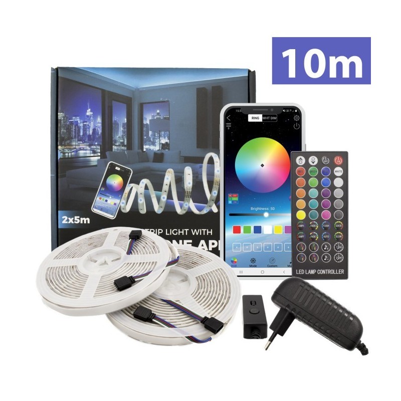 KIT BANDA LED RGB SMART BLUETOOTH IP65 10M KIT BANDA LED RGB SMART BLUETOOTH IP65 10M